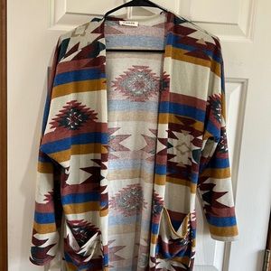 Women’s 3/4 Sleeve Aztec Cardigan Western Size S